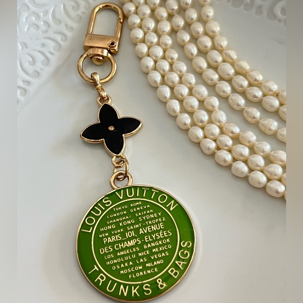 Upcycled LV Green Trunks & Bag Charm - Picture 3 of 4